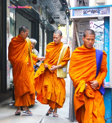 Monks were seen on the street in Bangkok